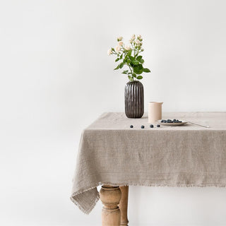 Natural Linen Tablecloth with Fringes - Linen Tales 