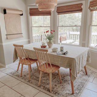Natural Linen Tablecloth with Fringes - Linen Tales 