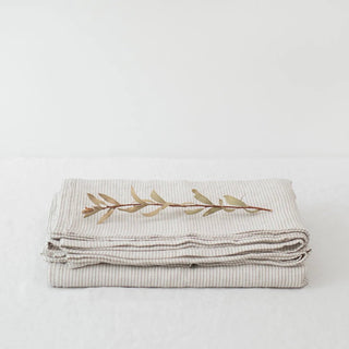 Natural Stripes Linen Flat Sheet - Linen Tales 
