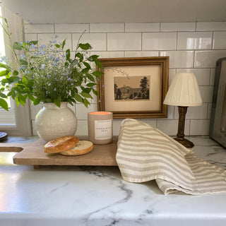 Natural White Stripes Linen Kitchen Towel - Linen Tales 