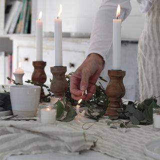 Natural White Stripes Linen Table Runner - Linen Tales 3