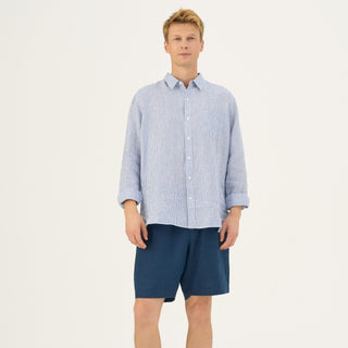Navy Linen Amabilis Shorts - Linen Tales Global 