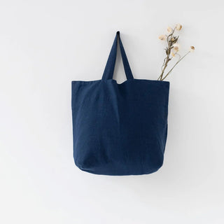 Navy Linen Big Bag - Linen Tales 