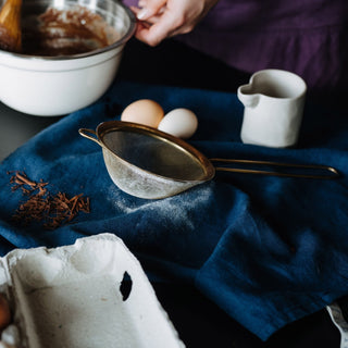 Navy Linen Kitchen Towel - Linen Tales 