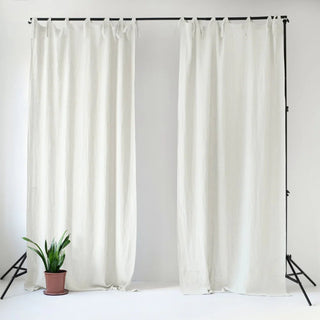 Off - White Linen Night Time Tie Top Curtain Set of 2 - Linen Tales 