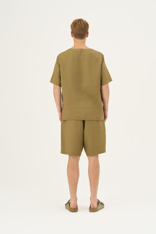 Olive Khaki Linen Fern Pyjama Set - Linen Tales Global 3