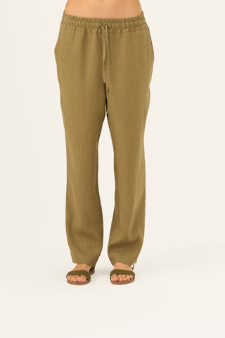 Olive Khaki Linen Octave Trousers - Linen Tales Global 3