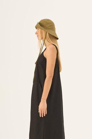Olive Khaki Linen Solaris Hat - Linen Tales Global 