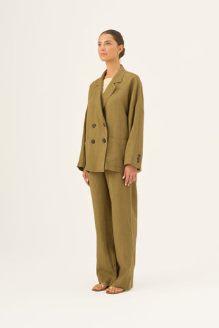 Olive Khaki Linen Ventus Jacket - Linen Tales Global 2