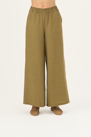 Olive Khaki Linen Zayn Trousers - Linen Tales Global 3
