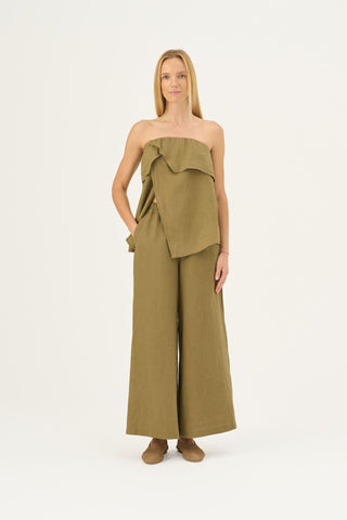 Olive Khaki Linen Zayn Trousers - Linen Tales Global 2