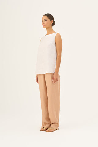 Optical White Linen Audrey Top - Linen Tales Global 