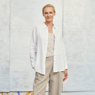 Optical White Linen Azalea Shirt - Linen Tales 1