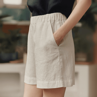 Optical White Linen Hip - Hop Shorts - Linen Tales 3