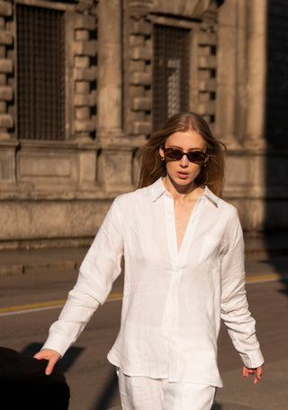 Optical White Linen Larch Shirt - Linen Tales 4