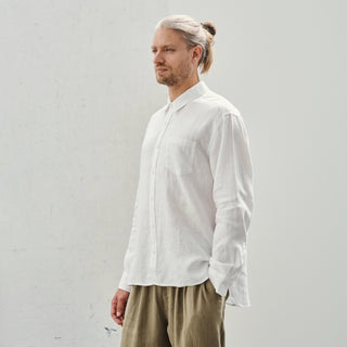 Optical White Linen Larch Shirt - Linen Tales Global 1