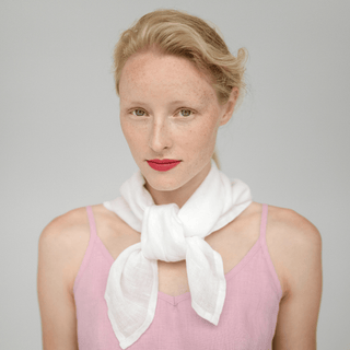 Optical White Linen Mallow Scarf - Linen Tales 