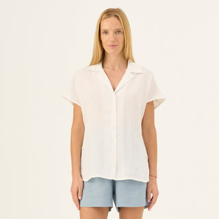 Optical White Linen Melody Shirt - Linen Tales Global 1