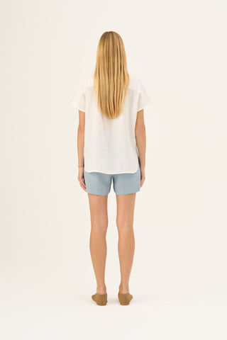 Optical White Linen Melody Shirt - Linen Tales Global 4