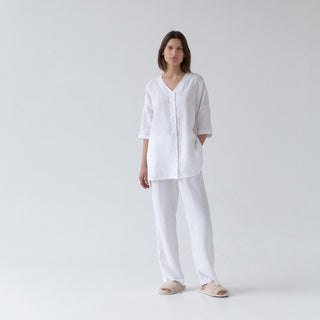 Optical White Linen Primrose Loungewear Set - Linen Tales 2