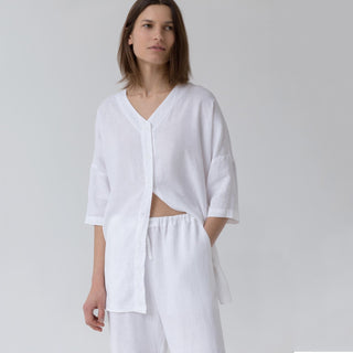 Optical White Linen Primrose Loungewear Set - Linen Tales 1