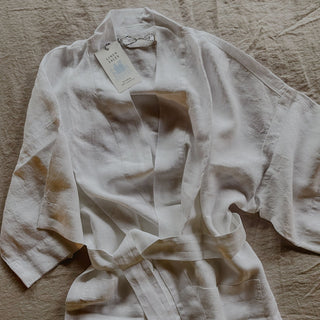 Optical White Linen Summer Bathrobe - Linen Tales 2