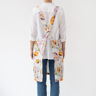 Orange Flow Linen Crossback Apron - Linen Tales 3
