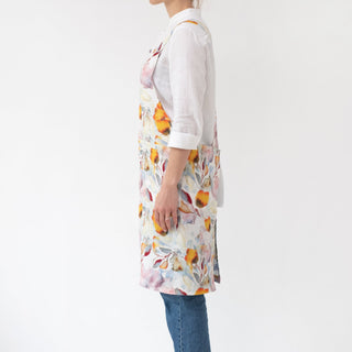 Orange Flow Linen Crossback Apron - Linen Tales 