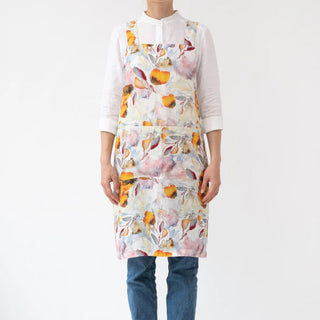 Orange Flow Linen Crossback Apron - Linen Tales 