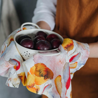 Orange Flow Linen Kitchen Towel - Linen Tales 