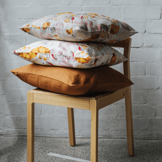 Orange Flow on Natural Linen Cushion Cover - Linen Tales 