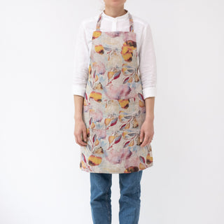 Orange Flow on Natural Linen Daily Apron - Linen Tales 