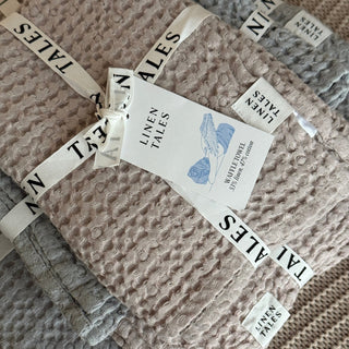 Powder Linen & Cotton Honeycomb Waffle Towel - Linen Tales 4