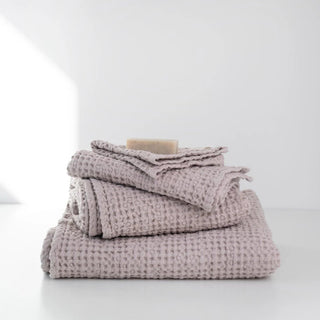 Powder Linen & Cotton Honeycomb Waffle Towel - Linen Tales 