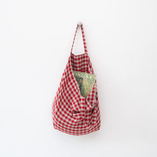 Red Gingham Linen Big Bag - Linen Tales 