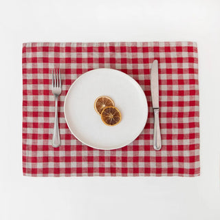 Red Gingham Linen Placemat - Linen Tales 1