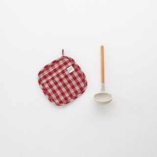 Red Gingham Linen Potholder - Linen Tales 