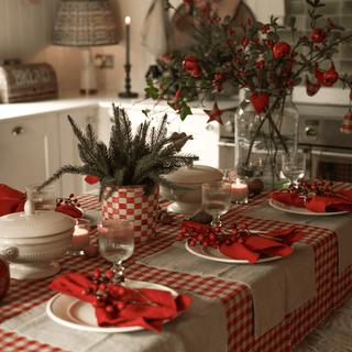 Red Gingham Linen Tablecloth - Linen Tales 
