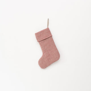 Red Natural Stripes Linen Christmas Stocking - Linen Tales Global 2