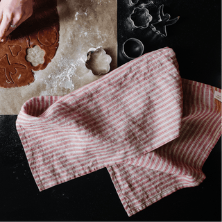 Red Natural Stripes Linen Kitchen Towel - Linen Tales 3
