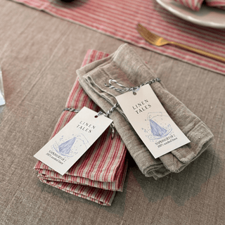 Red Natural Stripes Linen Napkins Set of 2 - Linen Tales 2