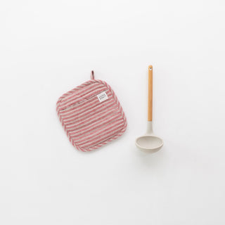 Red Natural Stripes Linen Potholder - Linen Tales 