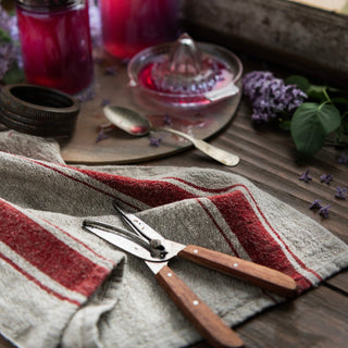 Red Stripe Vintage Linen Kitchen Towel - Linen Tales 