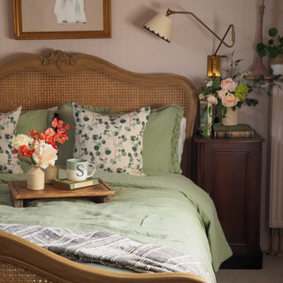 Sage Linen Pillowcase with Frills - Linen Tales 