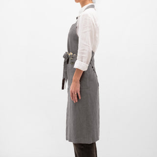 Stone Linen Chef Apron - Linen Tales 