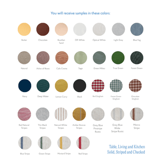 Table, Living and Kitchen Solid, Striped and Checked Fabric Sample Book, 10x15 cm - Linen Tales Global 