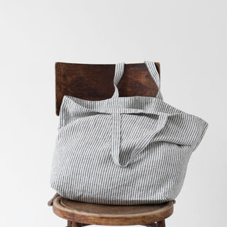 Thin Black Stripes Linen Big Bag - Linen Tales 