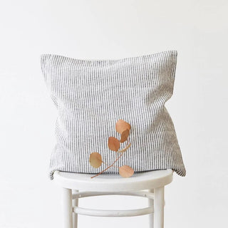 Thin Black Stripes Linen Cushion Cover - Linen Tales 