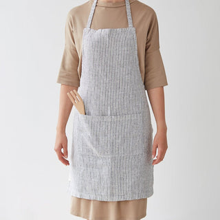 Thin Black Stripes Linen Daily Apron - Linen Tales 