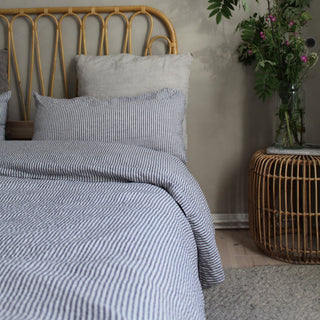 Thin Black Stripes Linen Duvet Cover Set - Linen Tales 4